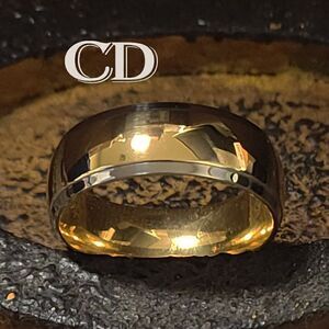 Men's Gold and Silver Two Tone Titanium Wedding Ring Band